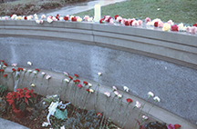 The Wall of Remembrance after a Rose Laying Ceremony